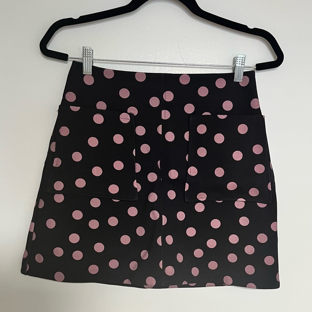 Maeve by Anthropologie Black & Pink Polka Dot Mini Skirt – Size S